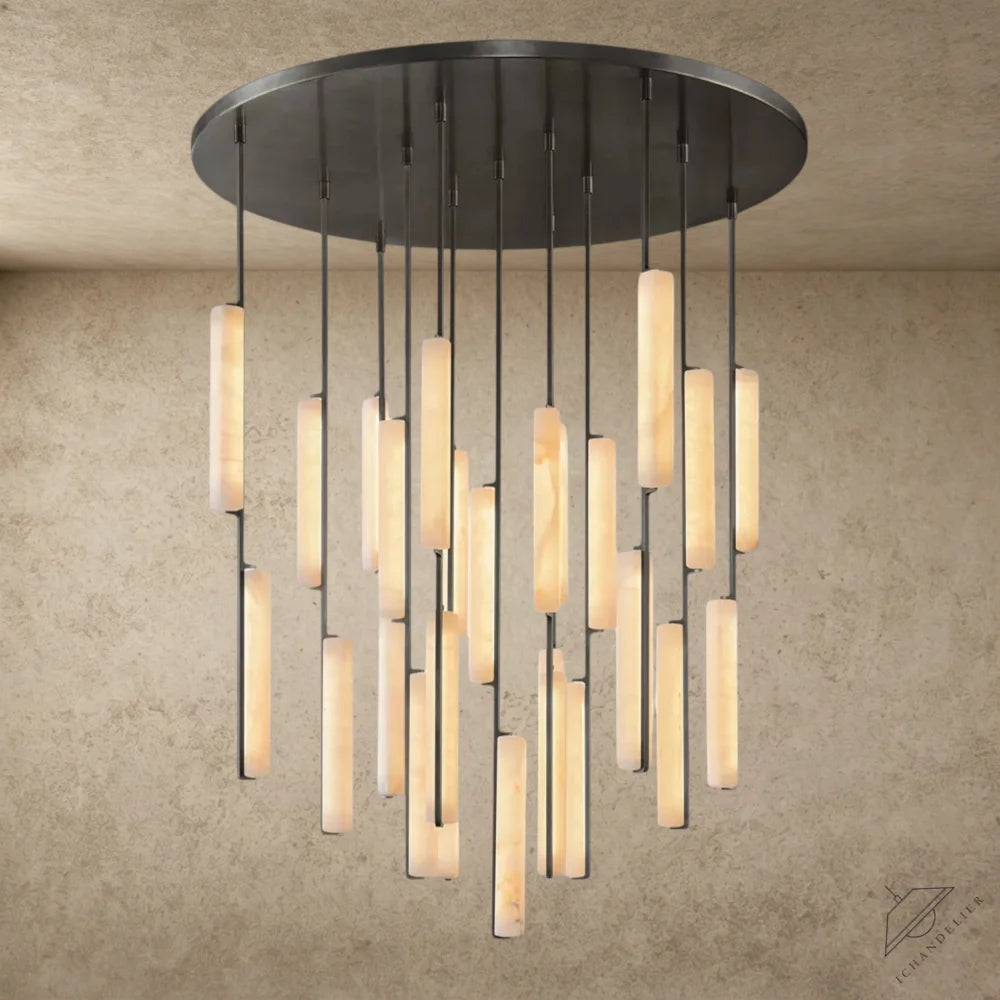 56" / Bronze Audubon Alabaster Round Chandelier 24", 40", 56"