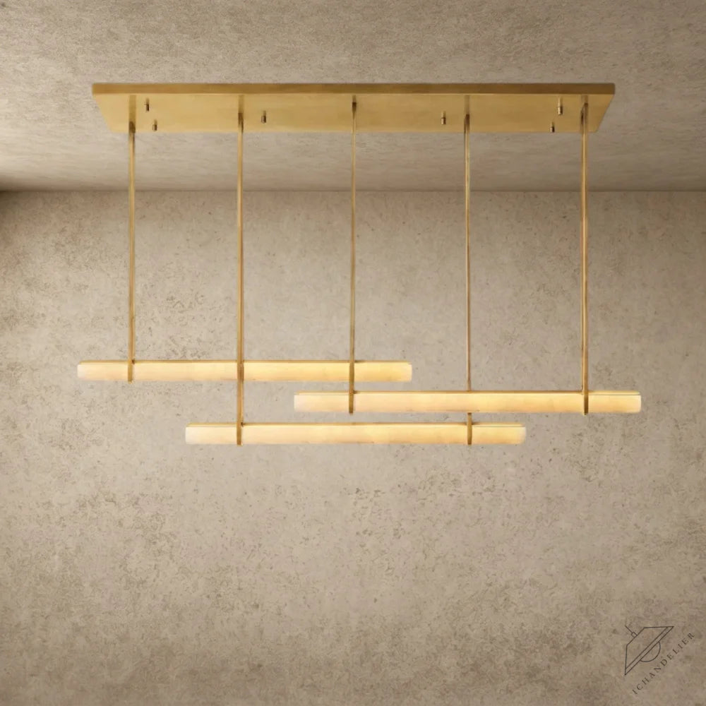 Audubon Alabaster Triple Bar Linear Chandelier