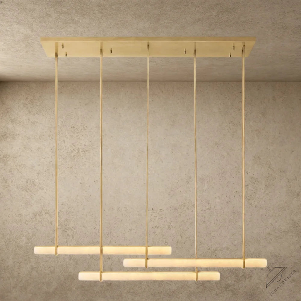 Audubon Alabaster Triple Bar Linear Chandelier