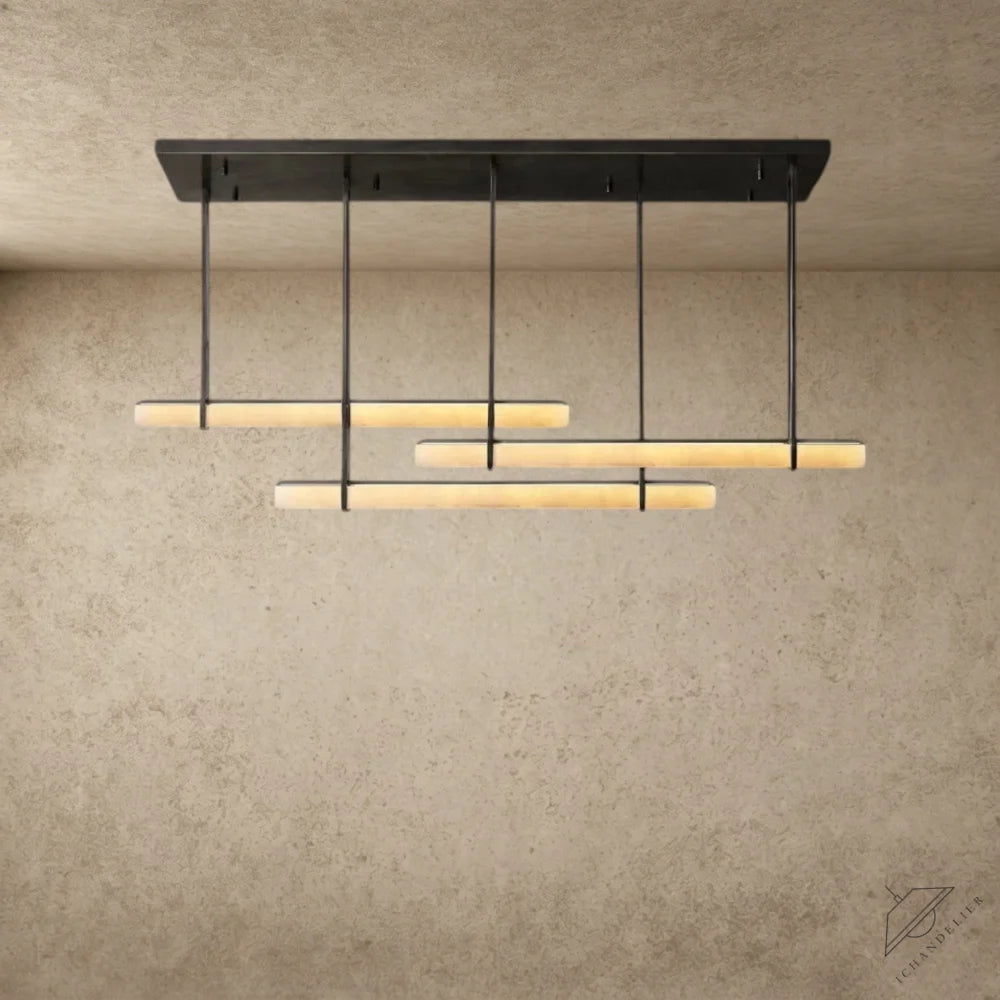 Audubon Alabaster Triple Bar Linear Chandelier