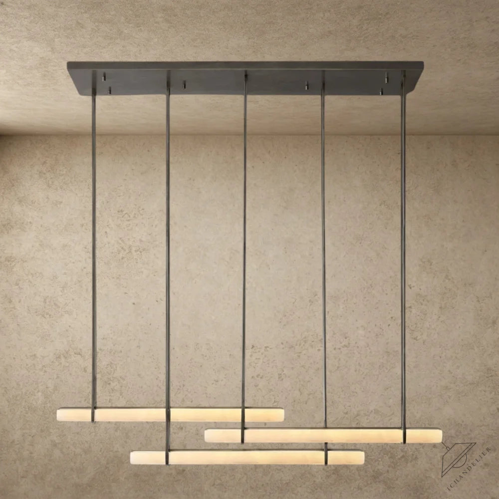 Audubon Alabaster Triple Bar Linear Chandelier