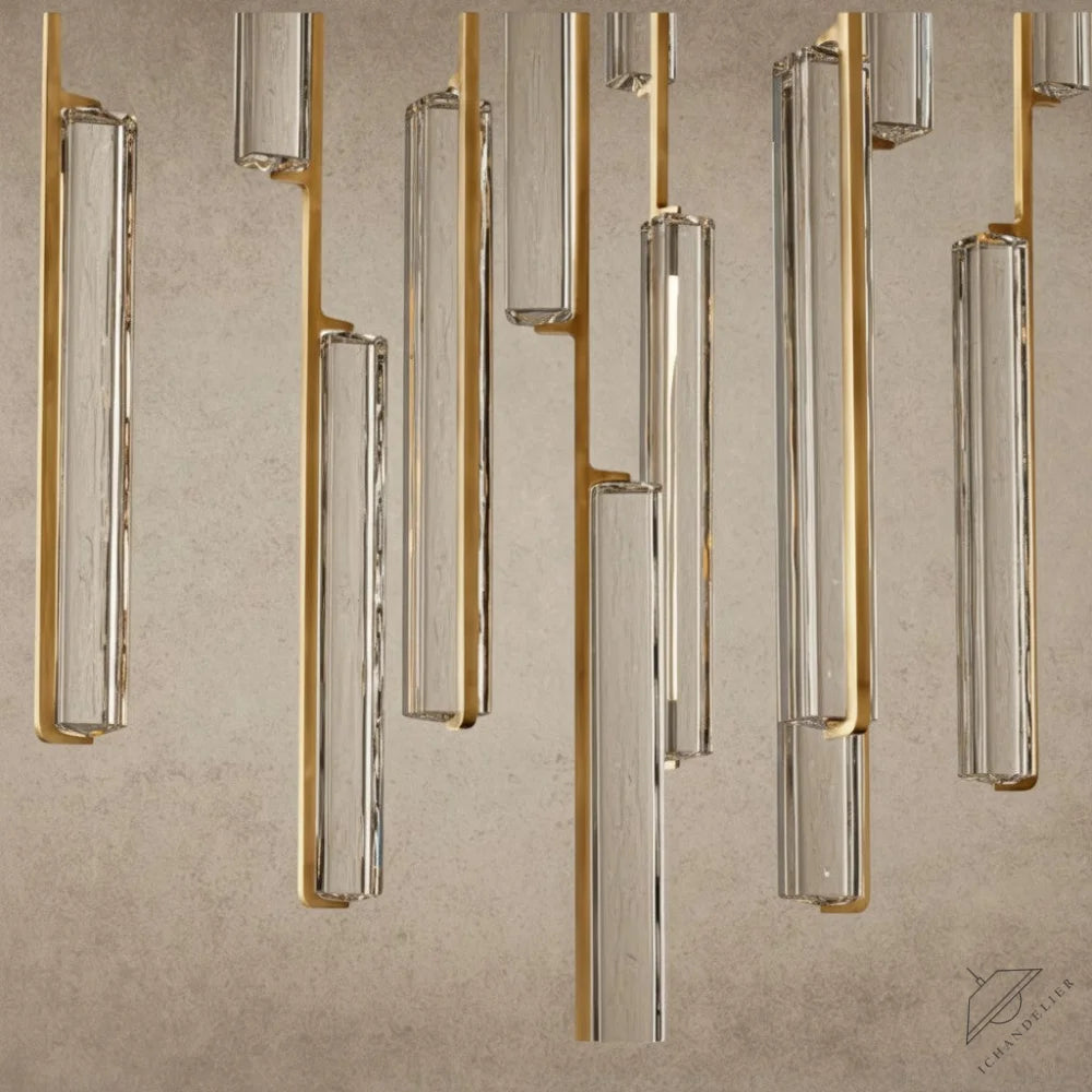 ichandelier Audubon 水晶圆形吊灯，金色金属框架，透明水晶管，现代奢华设计
