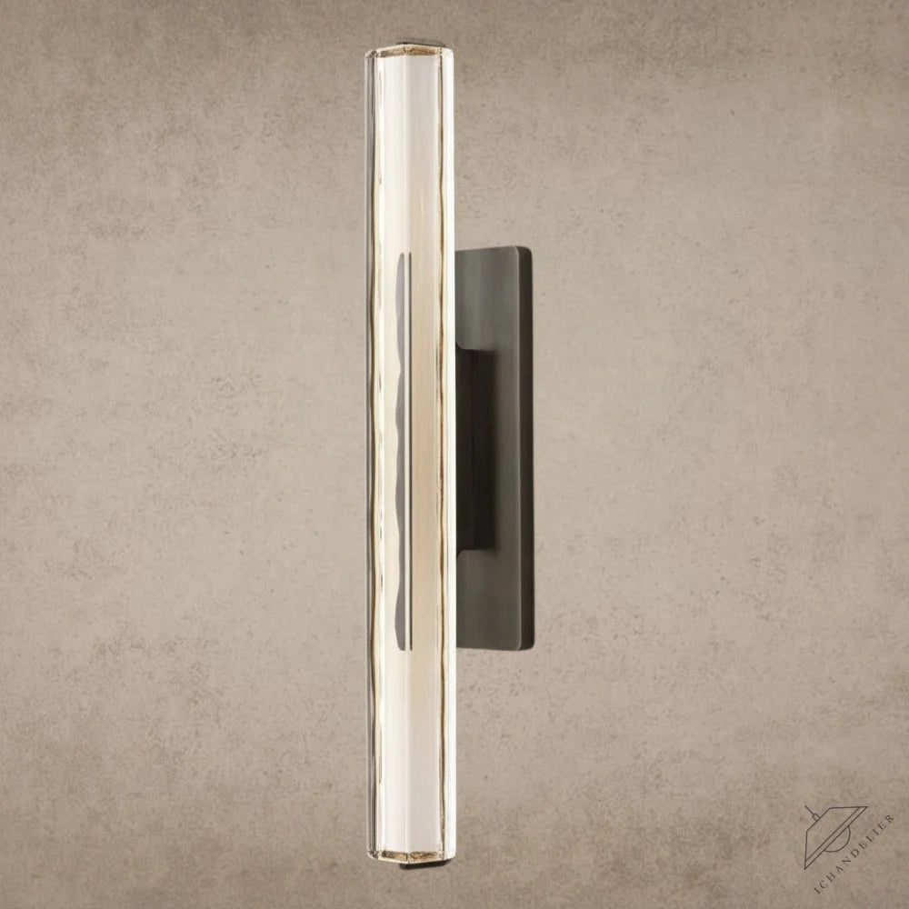 ichandelier Audubon Crystal Single Sconce, vertical clear glass and brushed nickel wall light
