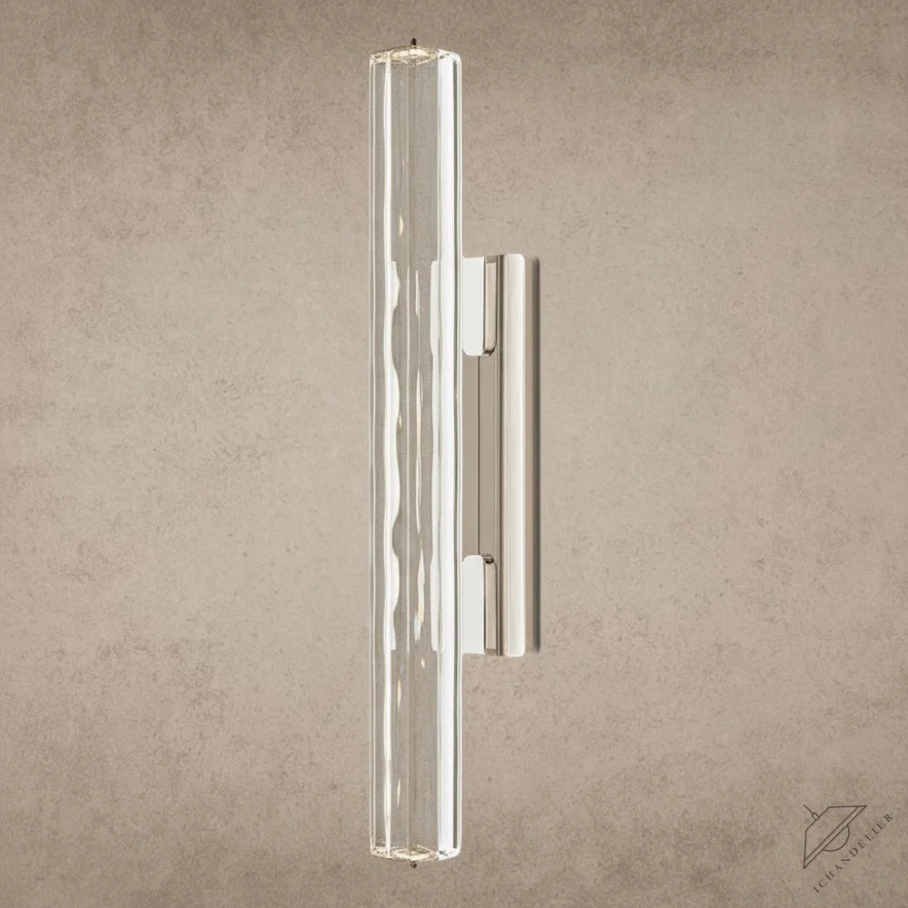 ichandelier Audubon Crystal Single Sconce, clear textured glass and polished chrome wall light