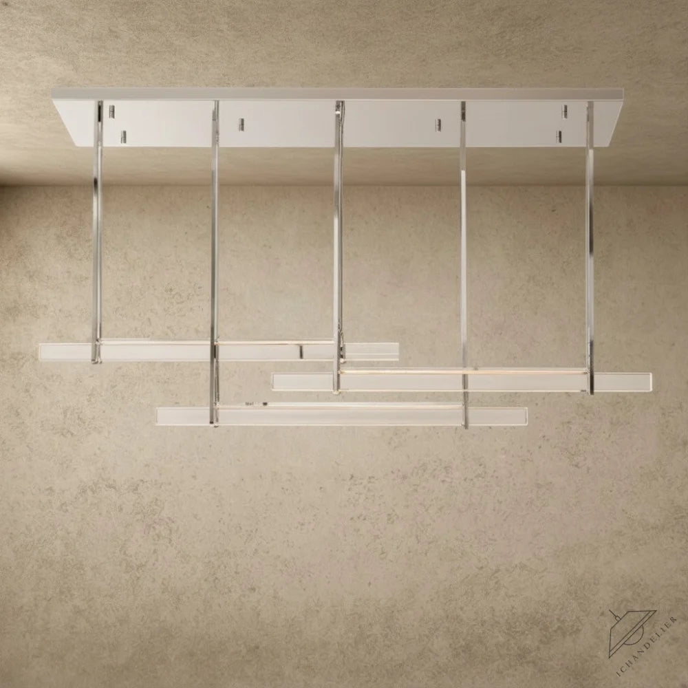 ichandelier Audubon Crystal Triple Bar Linear Chandelier, modern chrome and crystal, 60 or 72 inches