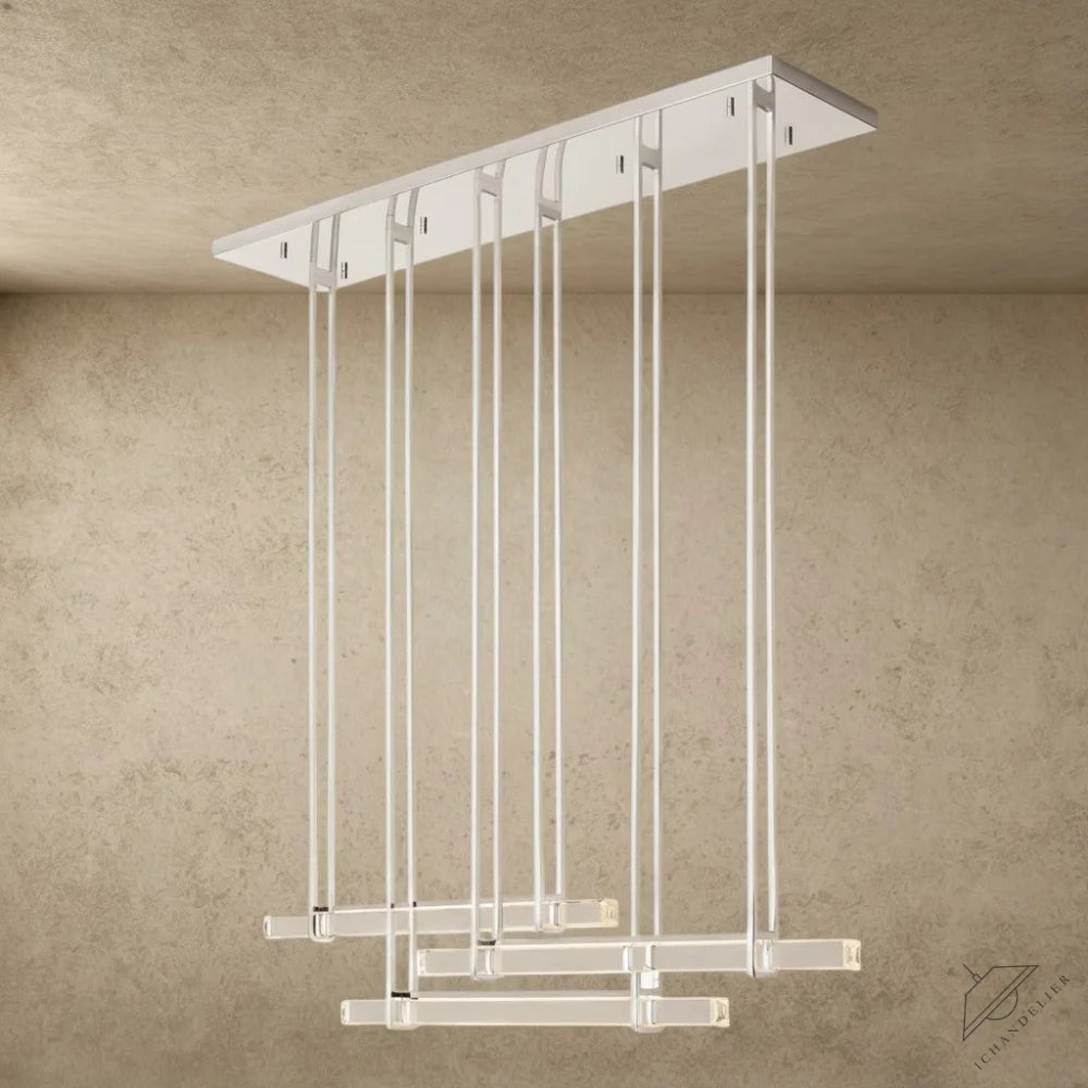 ichandelier Crystal Triple Bar Linear Chandelier, modern, 60-inch, clear acrylic rods, chrome finish