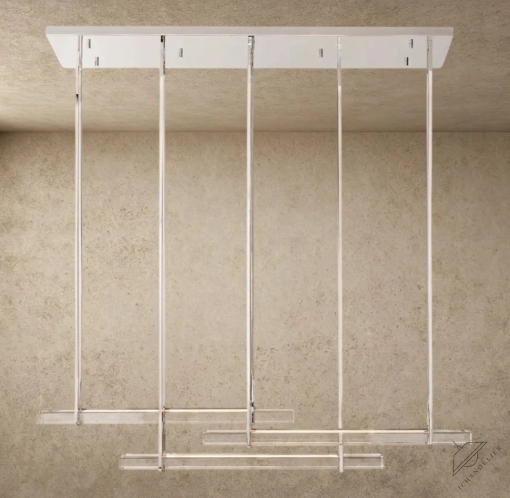 ichandelier Audubon Crystal Triple Bar Linear Chandelier, modern chrome and crystal pendant light, 60 or 72 inches