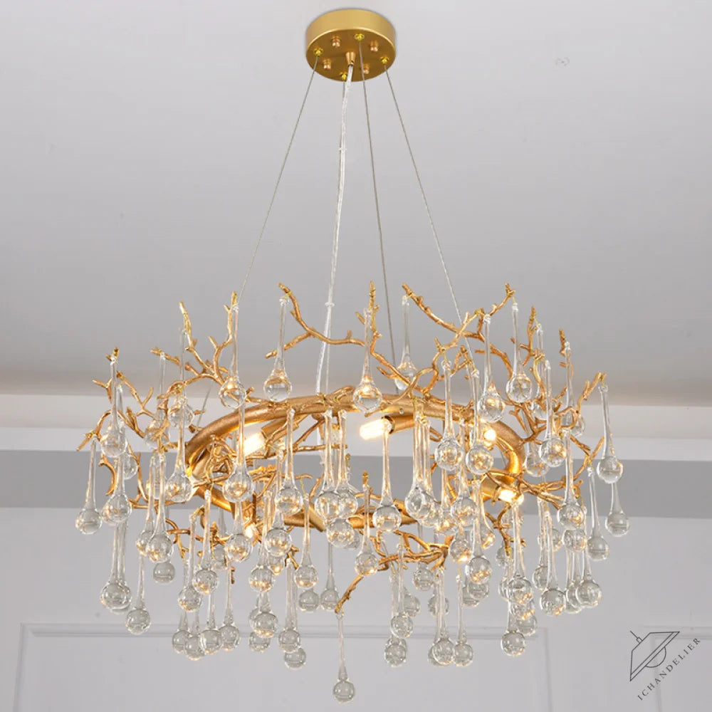 Avis Clear Crystal Ring Branch Chandelier - Ineffable Lighting