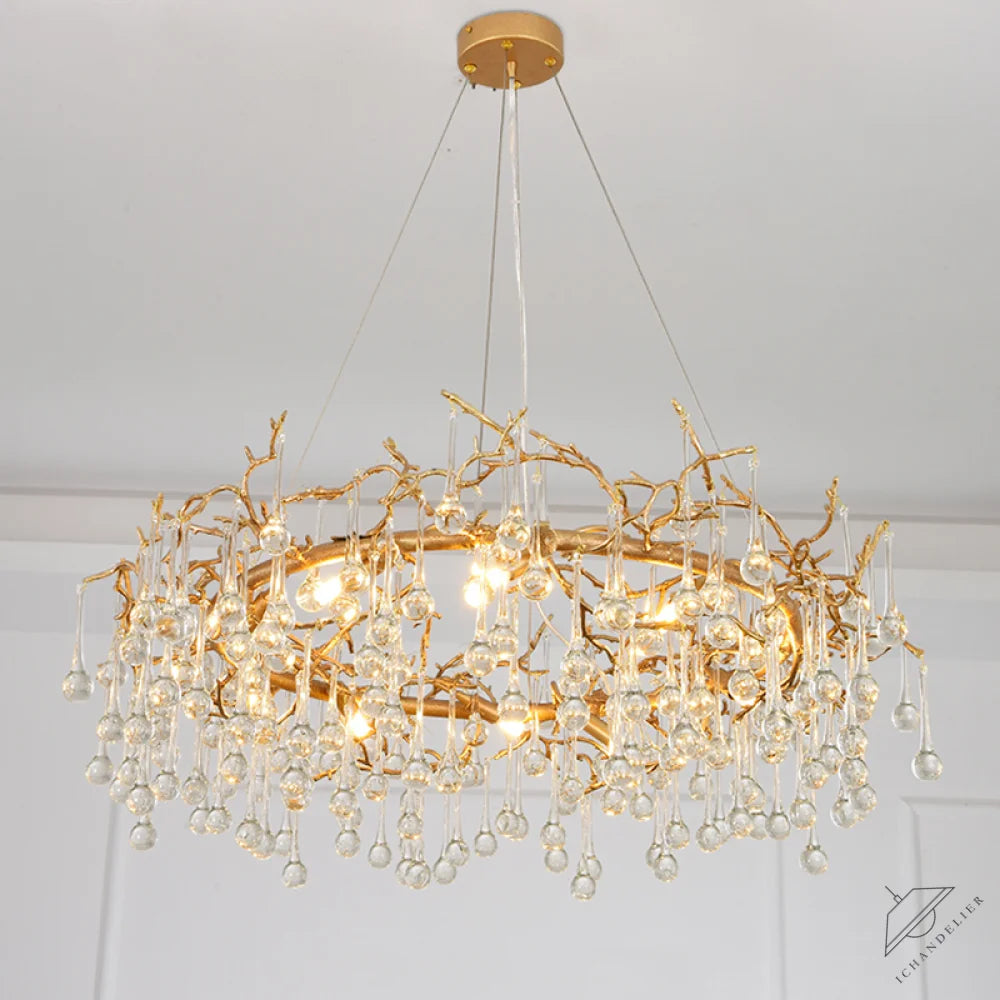 Avis Clear Crystal Ring Branch Chandelier - Ineffable Lighting