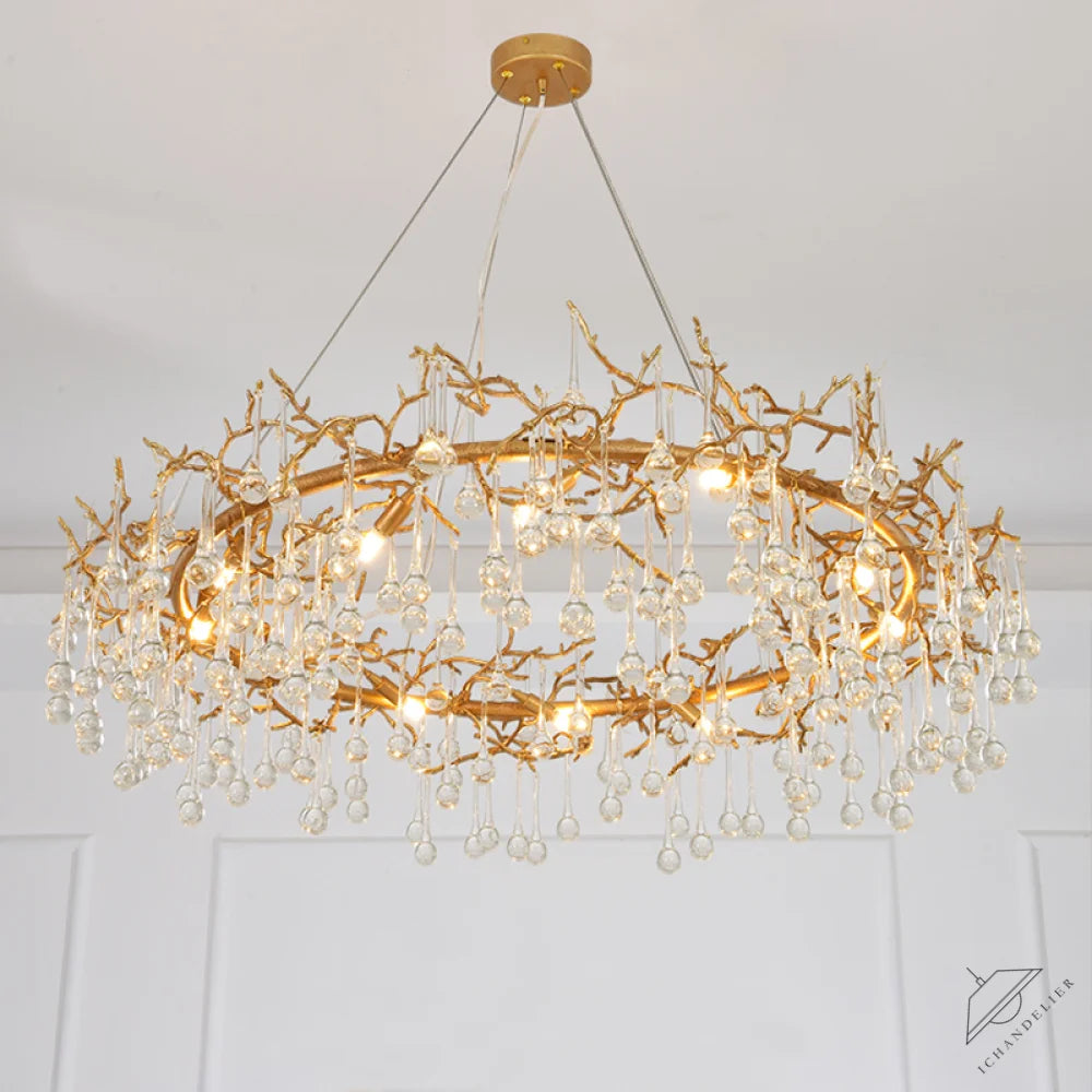 Avis Clear Crystal Ring Branch Chandelier - Ineffable Lighting