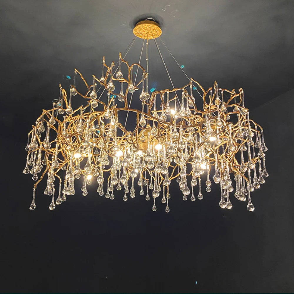 Avis Crystal Raindrop Branch Chandelier - Ineffable Lighting