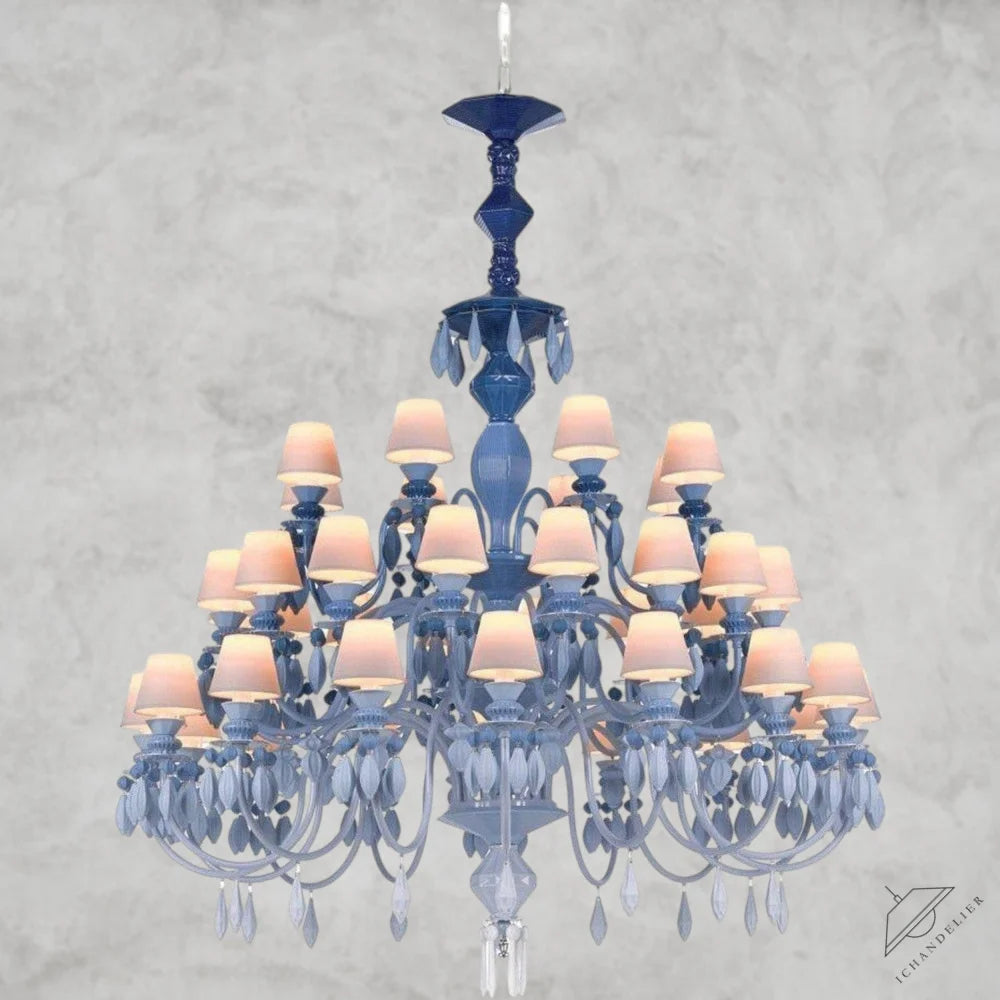 Blue Belle De Nuit 40-Lights Chandelier