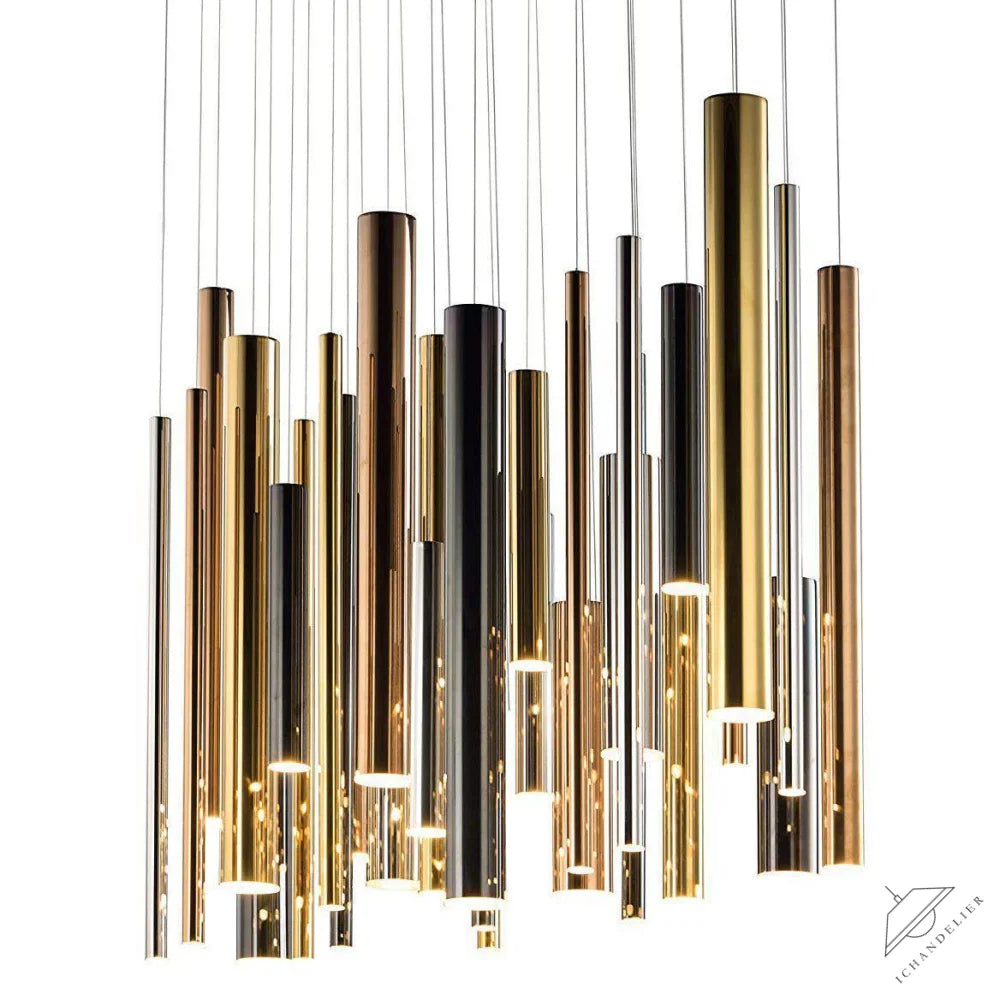 Bellini Round Metal Tubular Pendant Light Chandelier