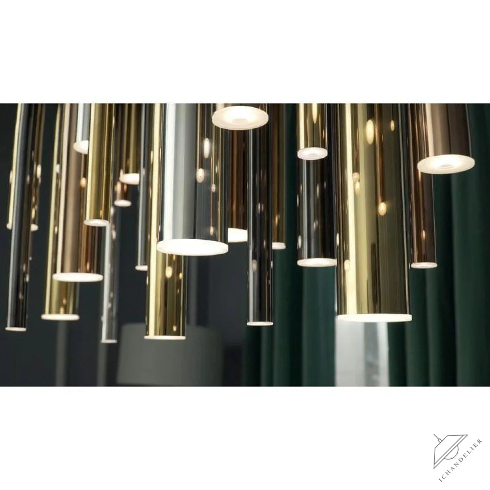 Bellini Round Metal Tubular Pendant Light Chandelier