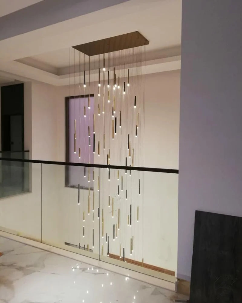 Bellini Round Metal Tubular Pendant Light Chandelier
