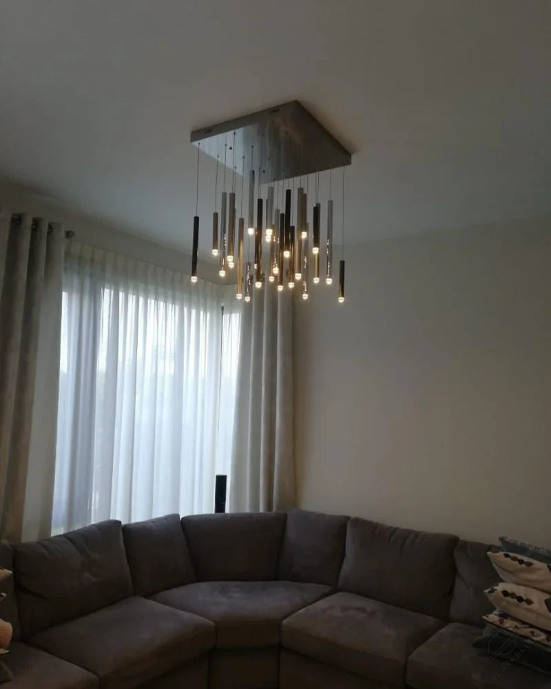 Bellini Round Two-Tone Tubular Pendant Light Chandelier