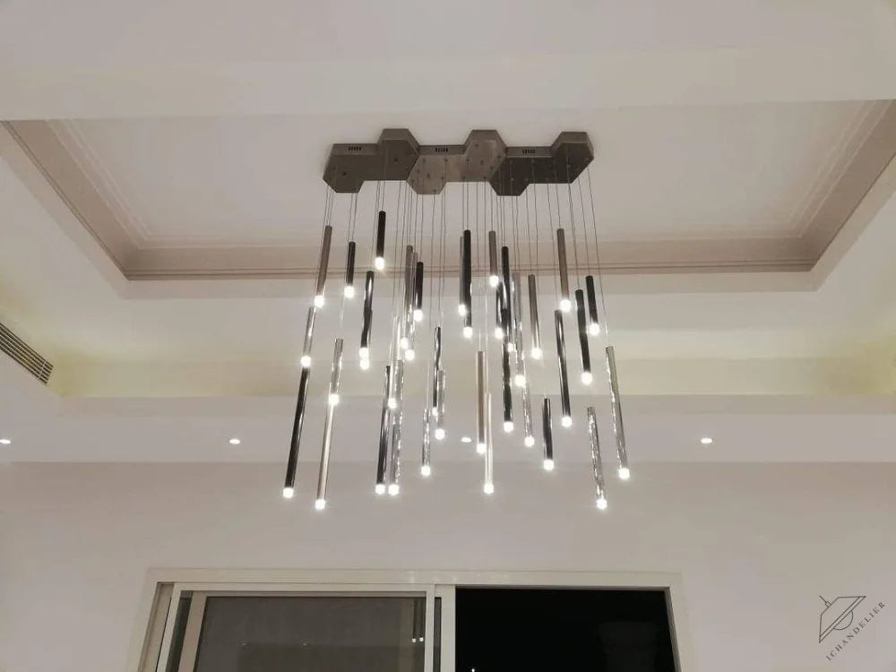 Bellini Round Two-Tone Tubular Pendant Light Chandelier