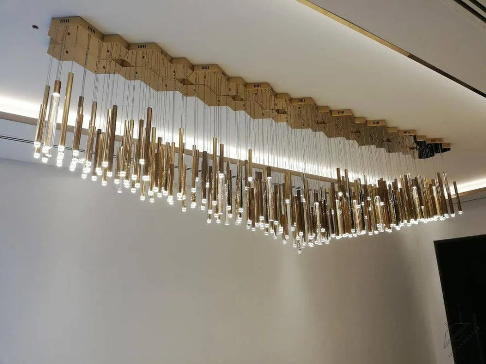 Bellini Round Two-Tone Tubular Pendant Light Chandelier