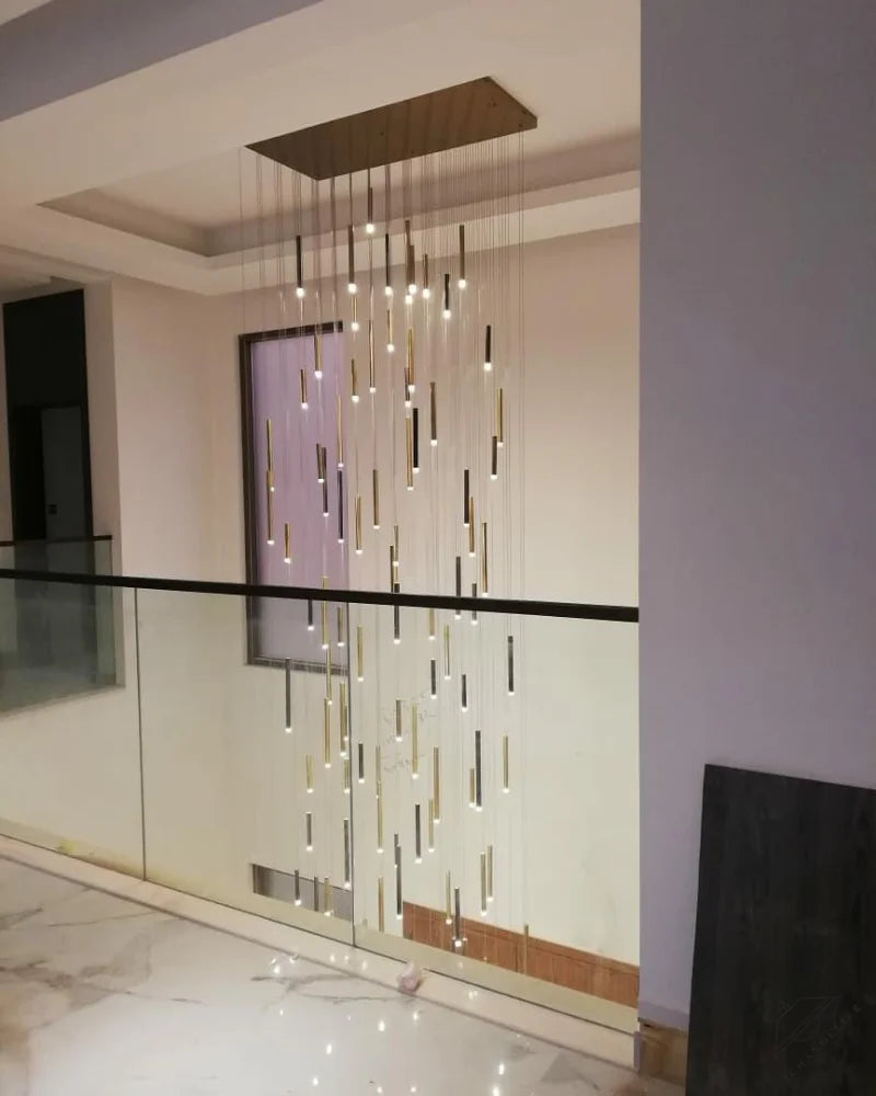 Bellini Round Two-Tone Tubular Pendant Light Chandelier