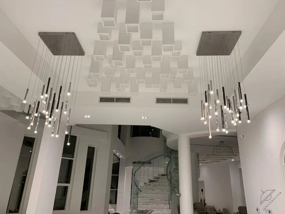 Bellini Round Two-Tone Tubular Pendant Light Chandelier