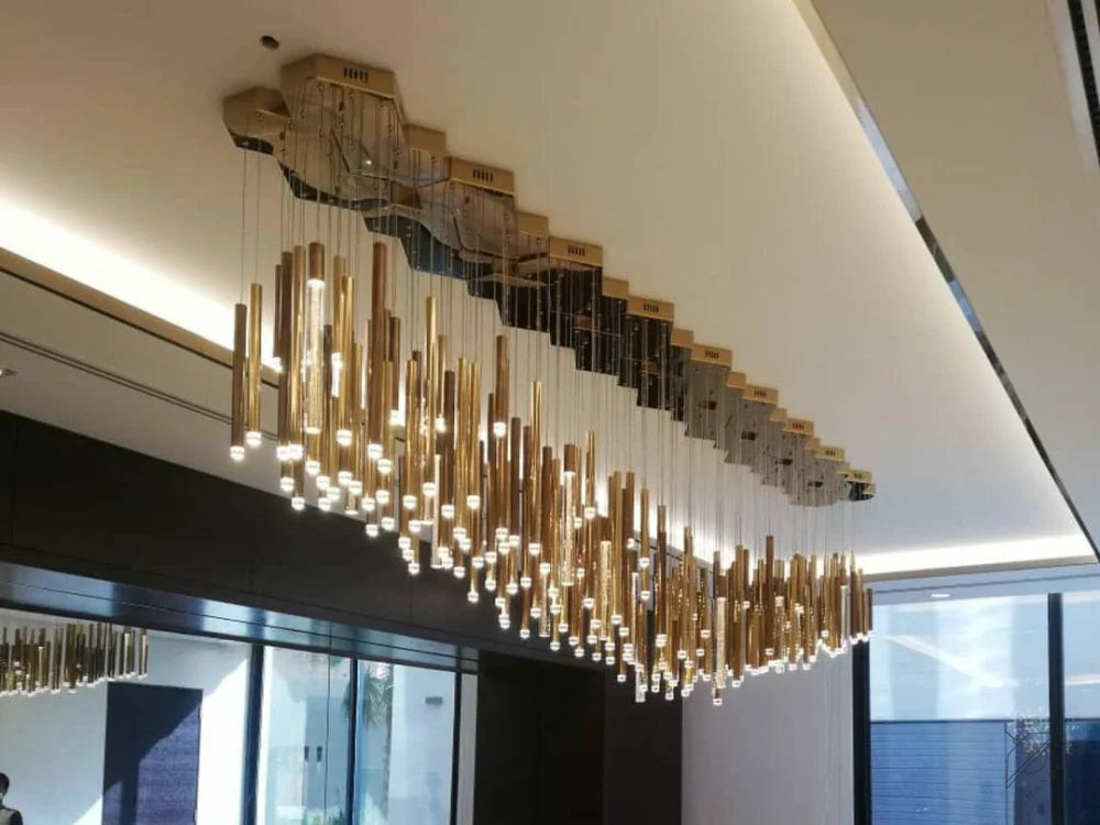 Bellini Round Two-Tone Tubular Pendant Light Chandelier