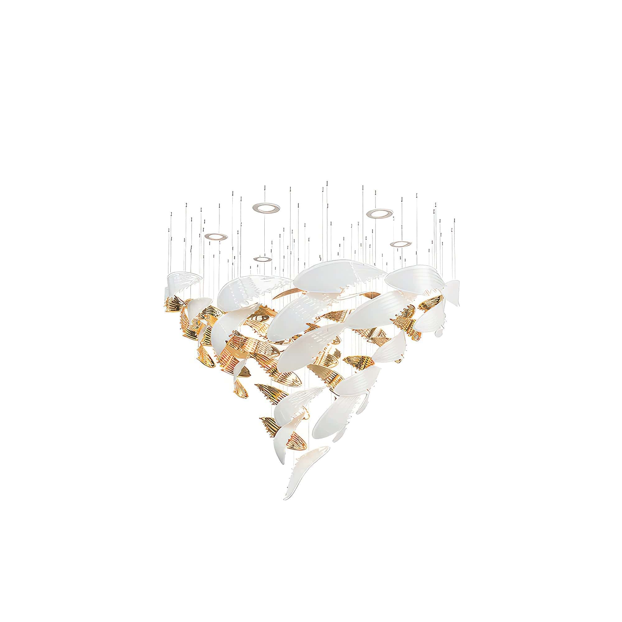 ∅ 23.6″ x 39.4″ / Dia 60cm x 100cm / White & Gold Bennett Chandelier