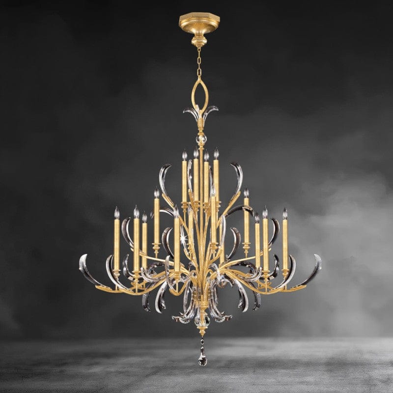 Brass Beveled Arcs 16 - Light Chandelier