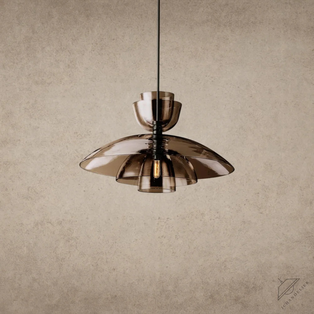 Bronze / Amber Glass Blom Cloche Grand Pendant