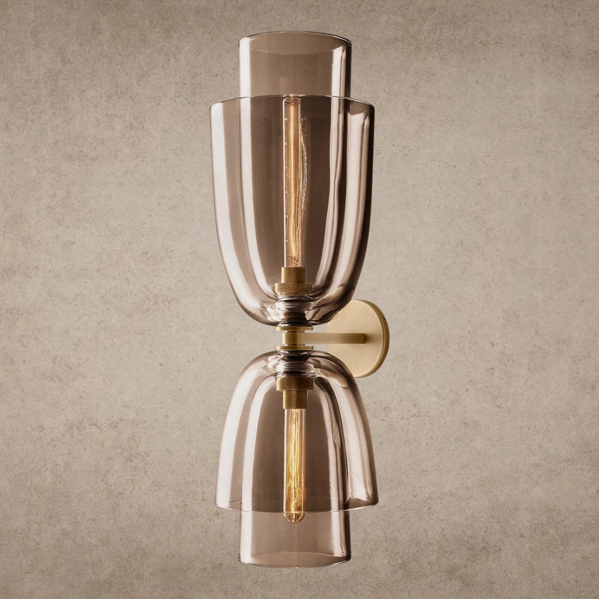 Brass / Amber Glass Blom Glass Cloche Grand Sconce