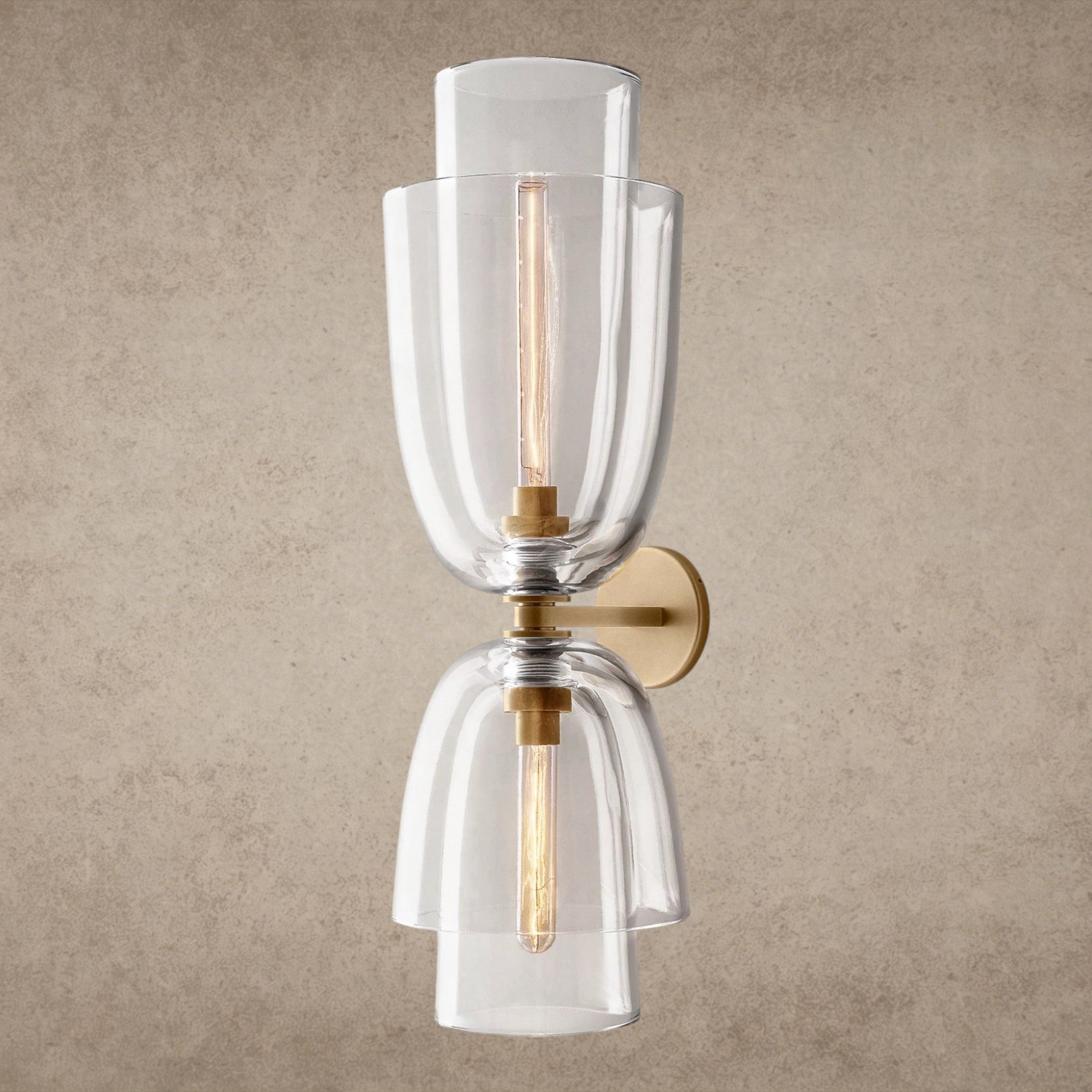 Brass / Clear Glass Blom Glass Cloche Grand Sconce