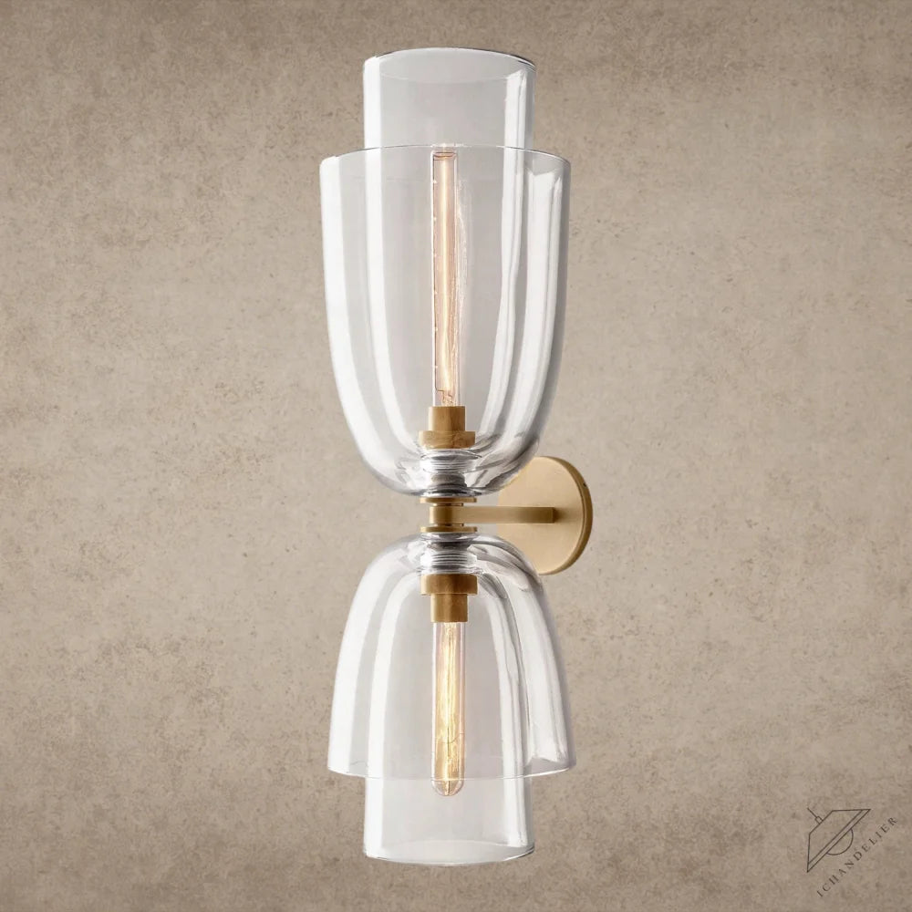 Brass / Clear Glass Blom Glass Cloche Grand Sconce