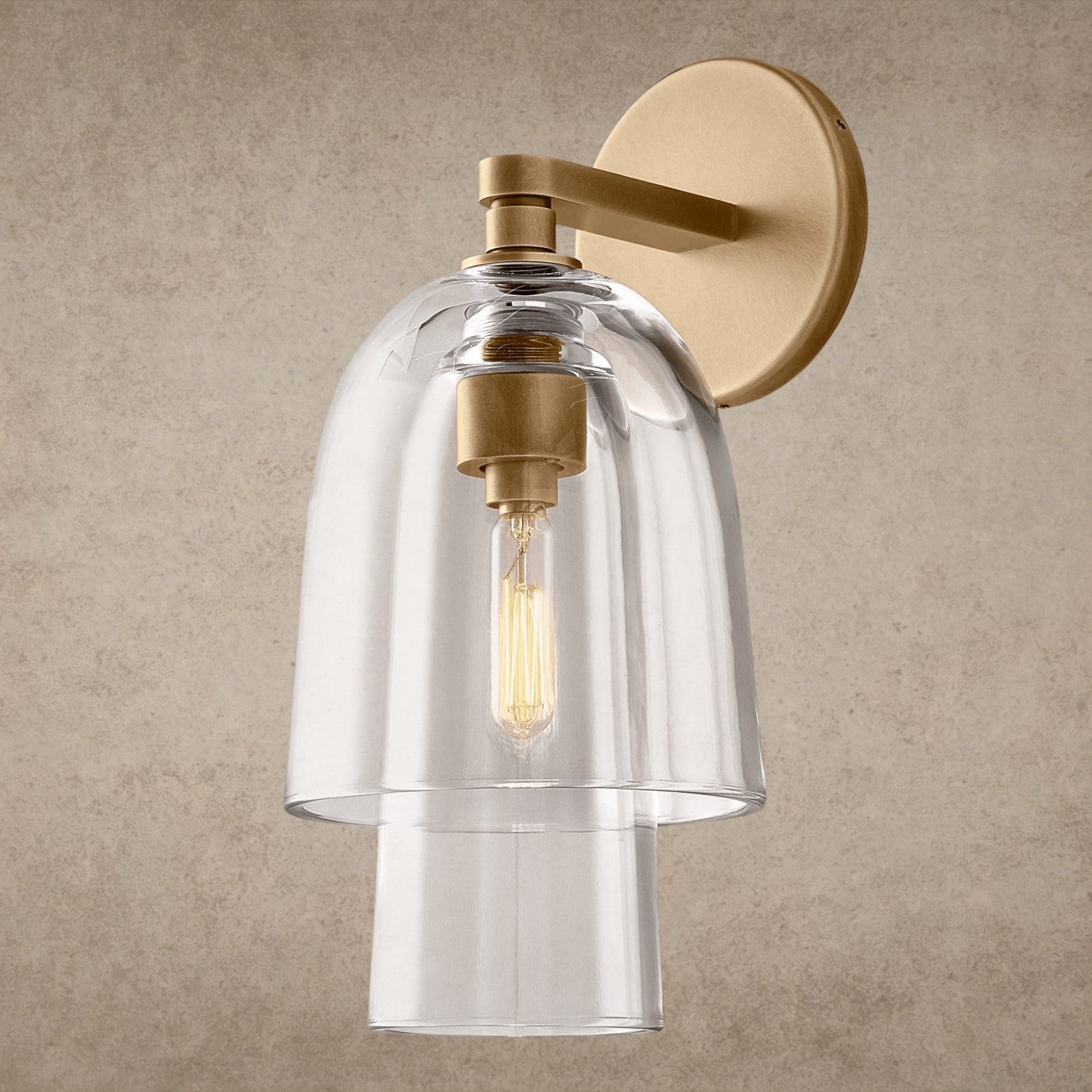 Brass / Clear Glass Blom Glass Flute Sconce