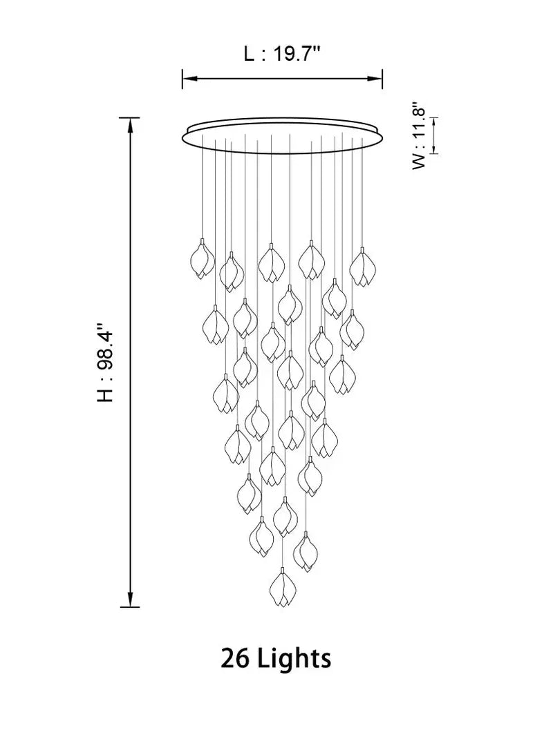 26 Lights | Ellipse style / Emitting warm white lighting Bloom Chandelier 26/ 36/ 56/ 66/ 96 Lights