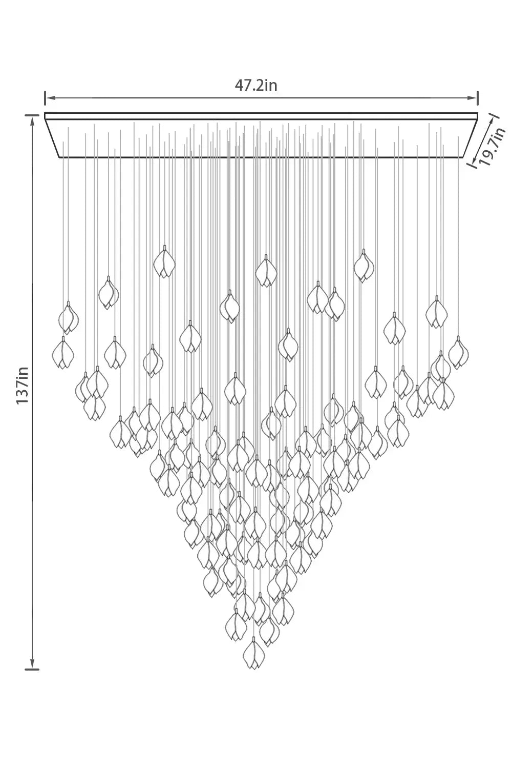 96 Lights / Emitting warm white lighting Bloom Chandelier 26/ 36/ 56/ 66/ 96 Lights