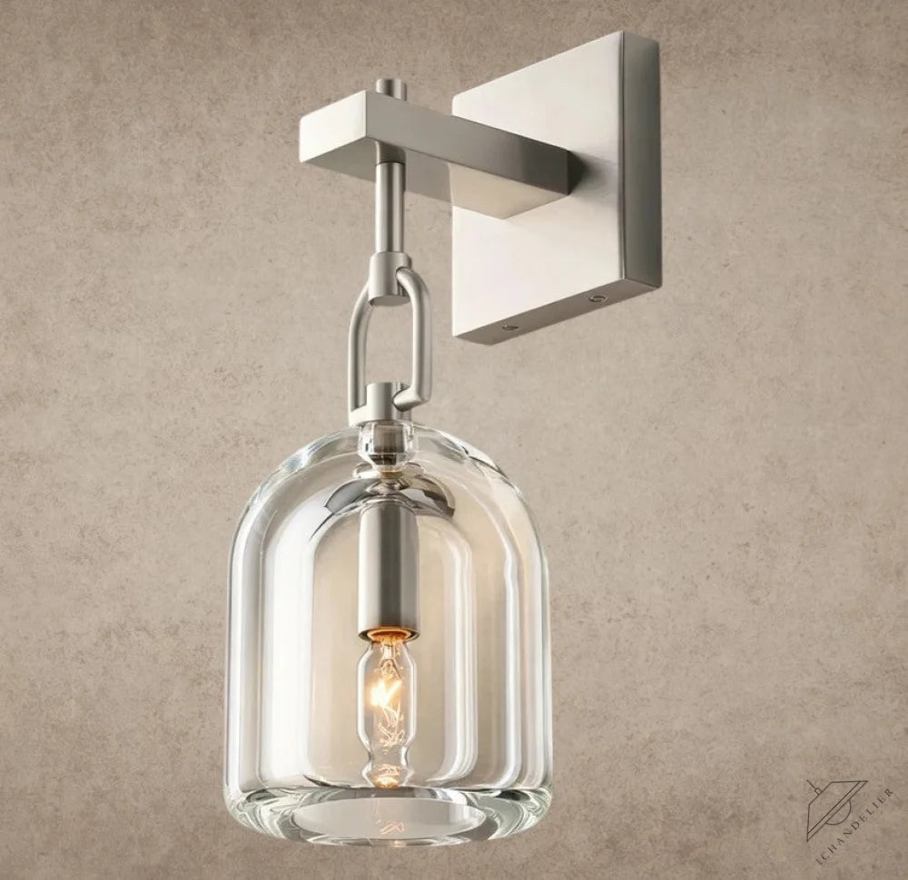 ichandelier Botanist Cloche Sconce 玻璃吊灯，透明玻璃罩，金属细节，现代风格