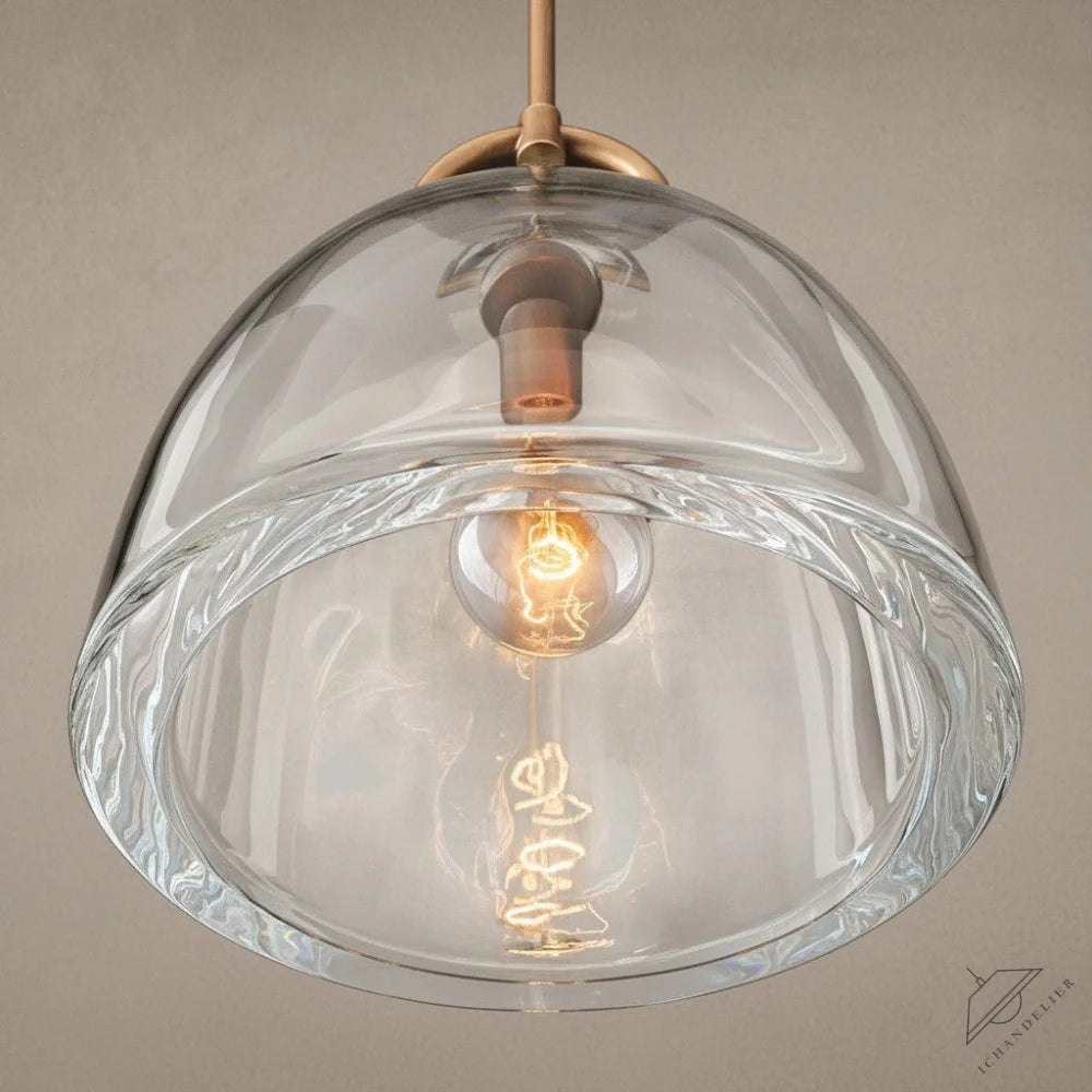 ichandelier Botanist-Dome-Pendant clear glass pendant light with textured rim and exposed Edison bulb