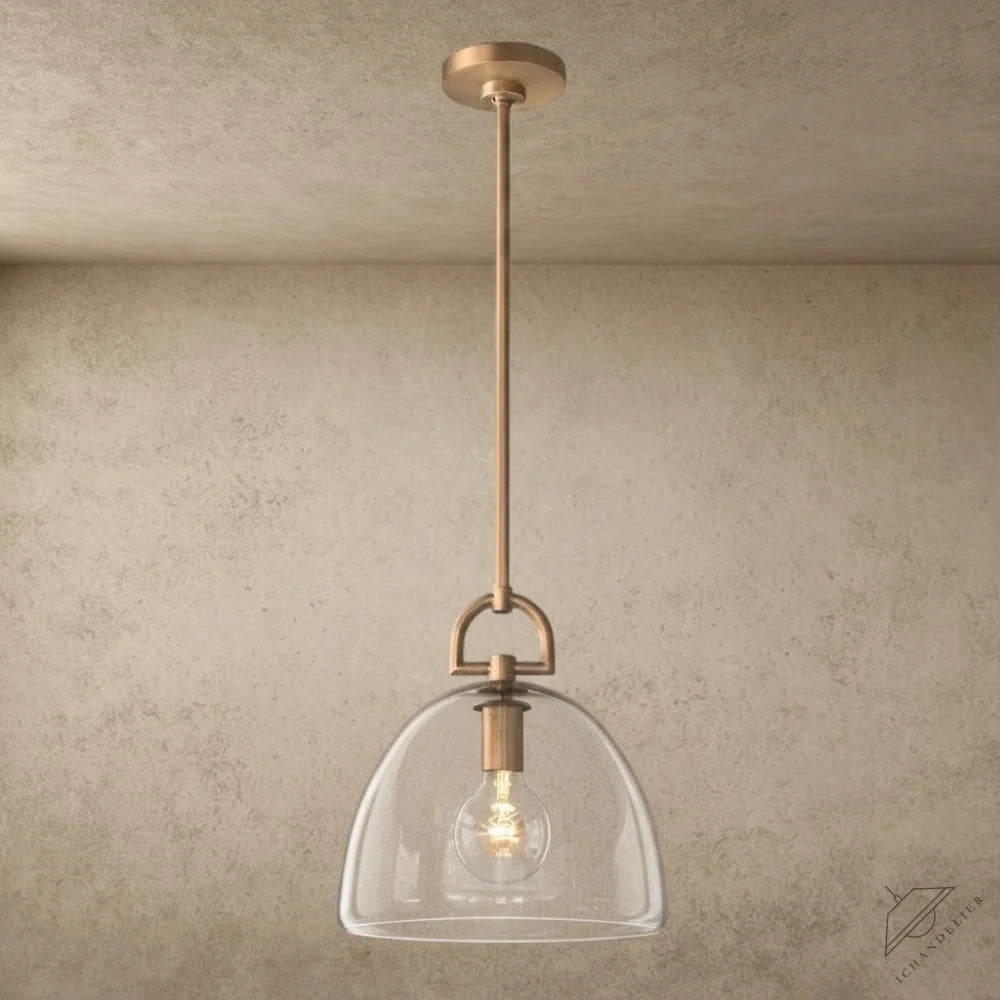 ichandelier Botanist-Dome-Pendant, 1-light clear glass dome pendant light with brass hardware.