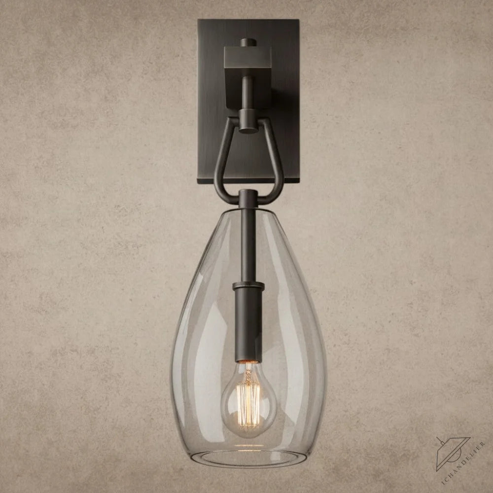 ichandelier Botanist Flute Sconce, 现代风格，透明玻璃灯罩，金属支架，复古灯泡