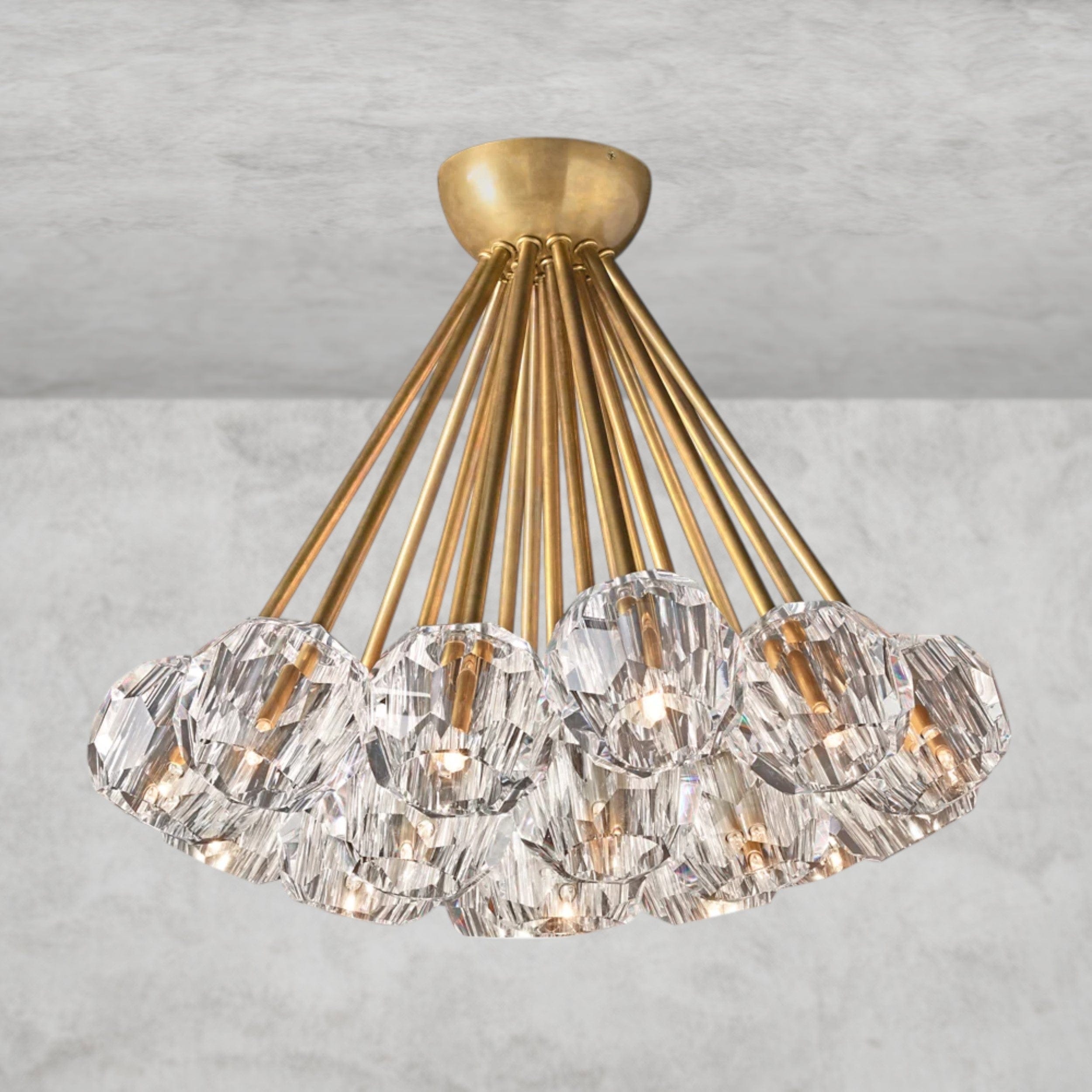 Clear / Brass Boule De Clear/ Smoke Cristal Flushmount 24