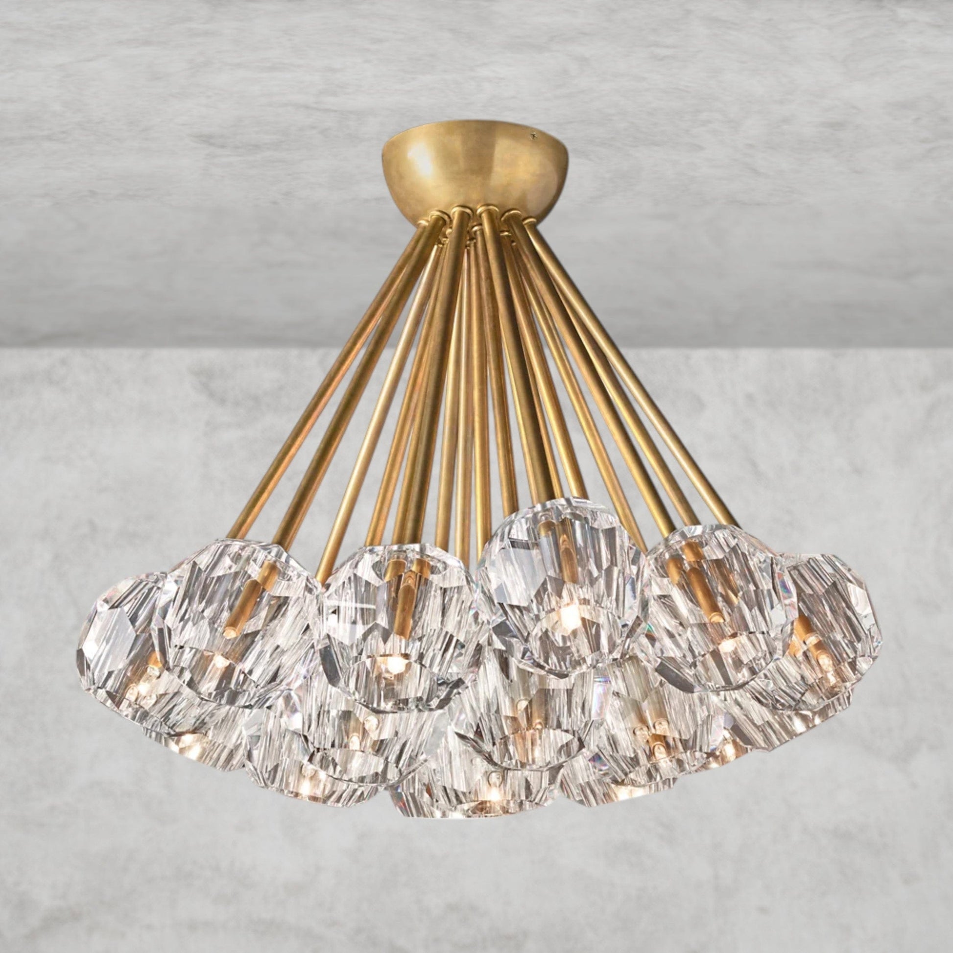 Clear / Brass Boule De Clear/ Smoke Cristal Flushmount 24"