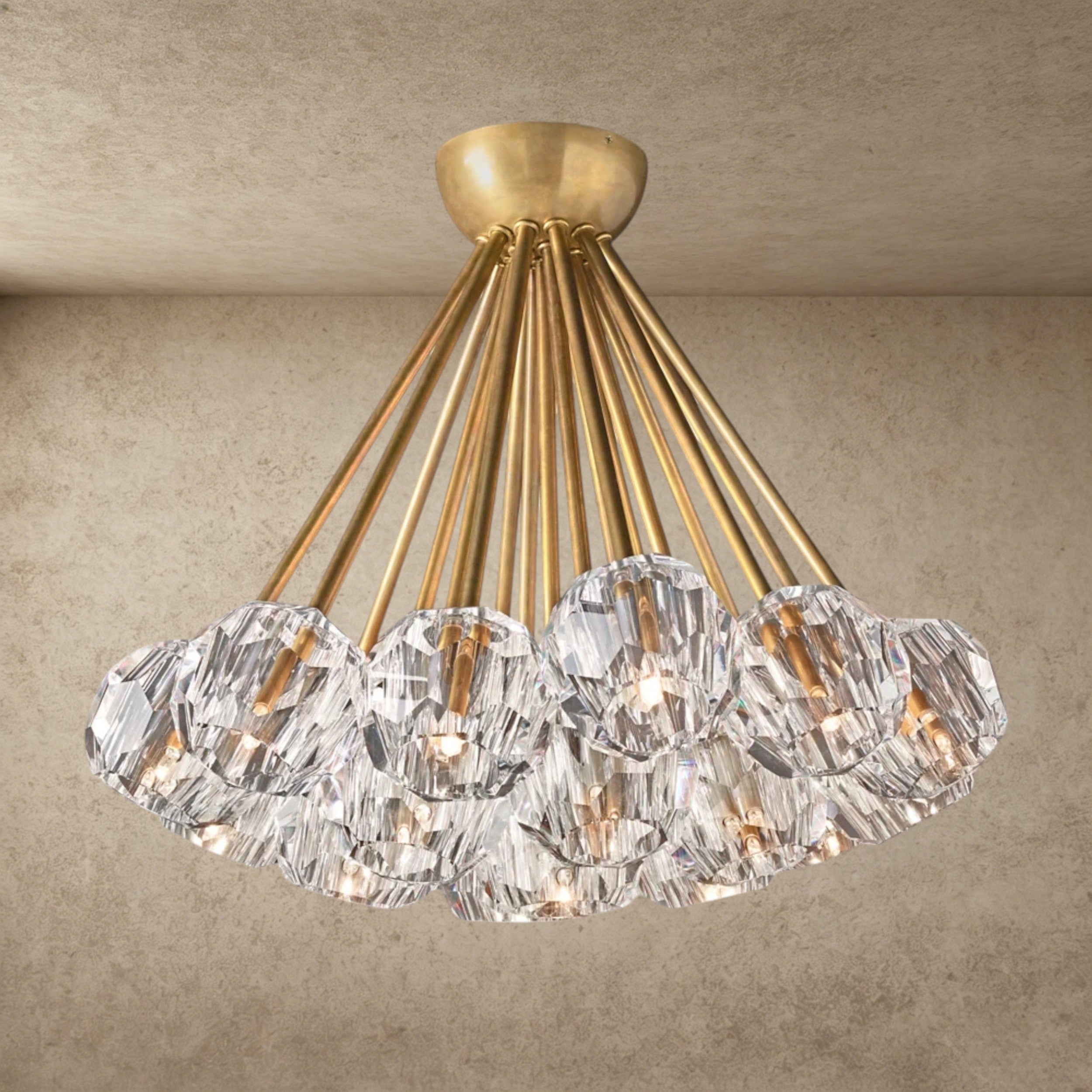Clear / Brass Boule De Clear/ Smoke Cristal Flushmount 24"