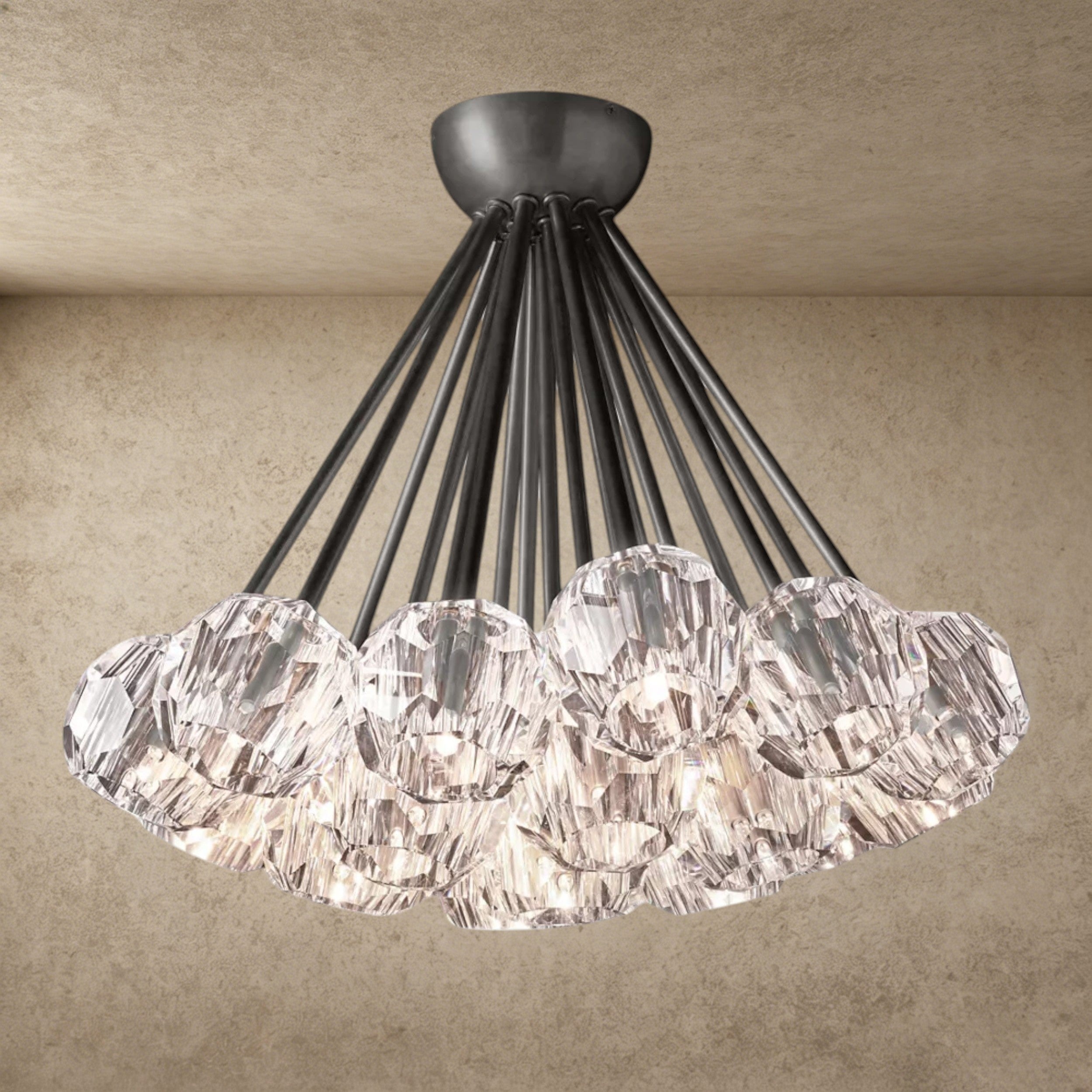 Clear / Bronze Boule De Clear/ Smoke Cristal Flushmount 24"