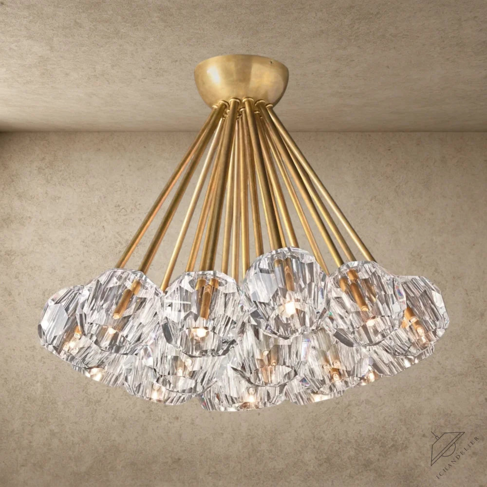 Clear / Brass Boule De Clear/ Smoke Cristal Flushmount 24"