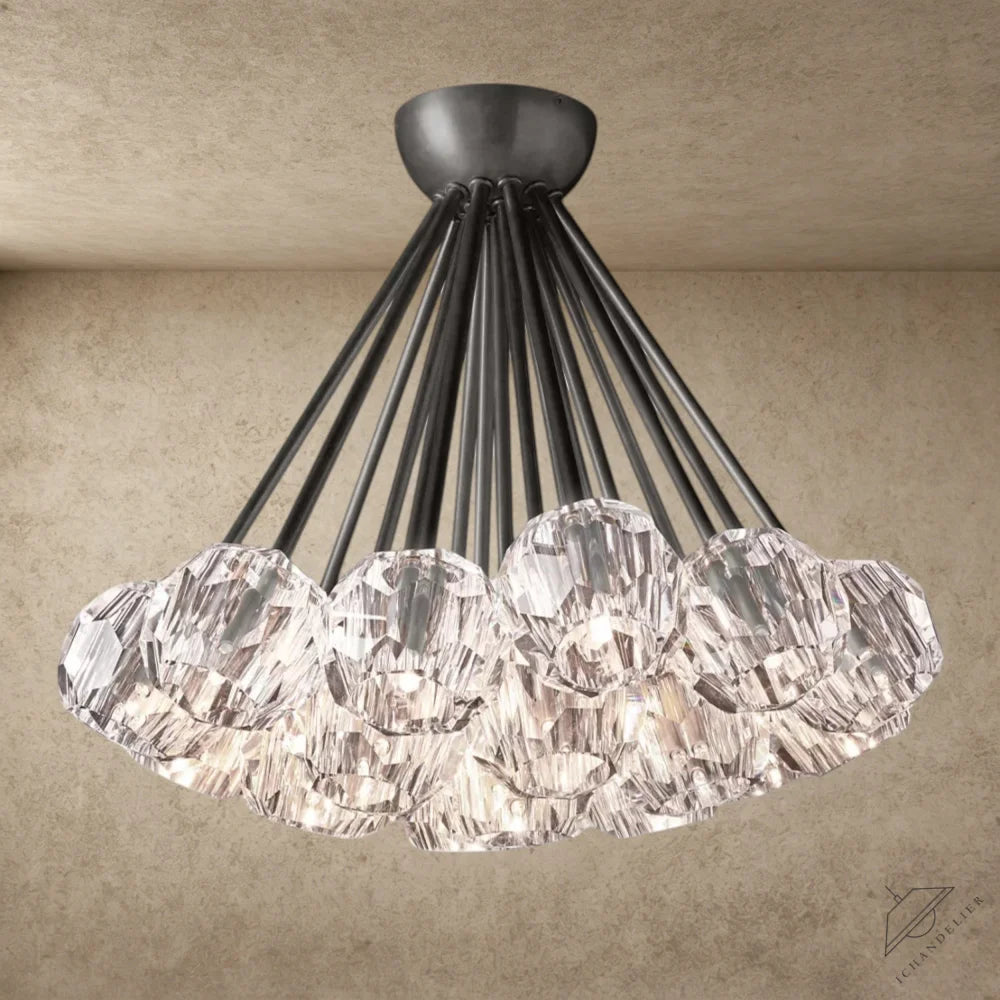 Clear / Bronze Boule De Clear/ Smoke Cristal Flushmount 24"