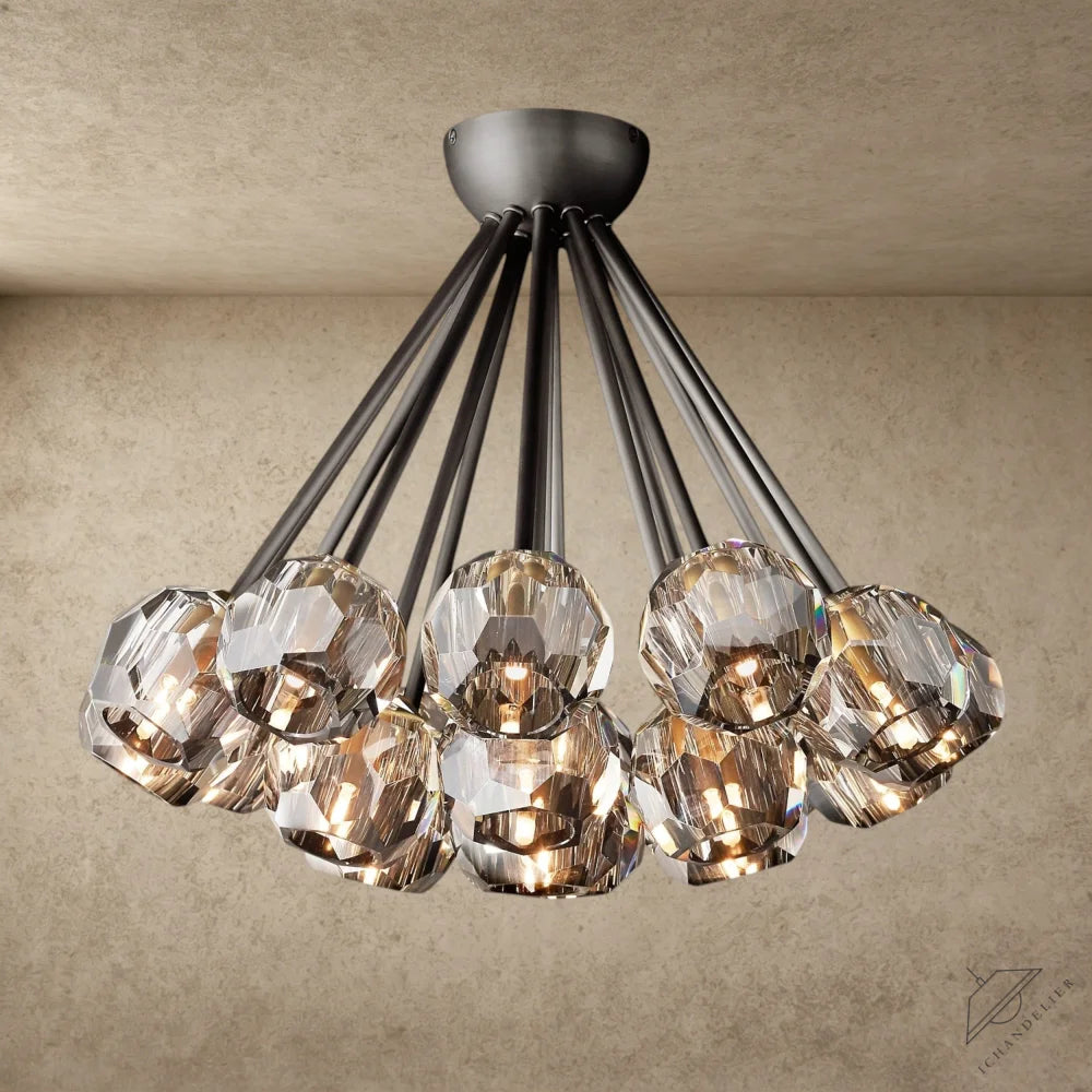 Smoke / Bronze Boule De Clear/ Smoke Cristal Flushmount 24"