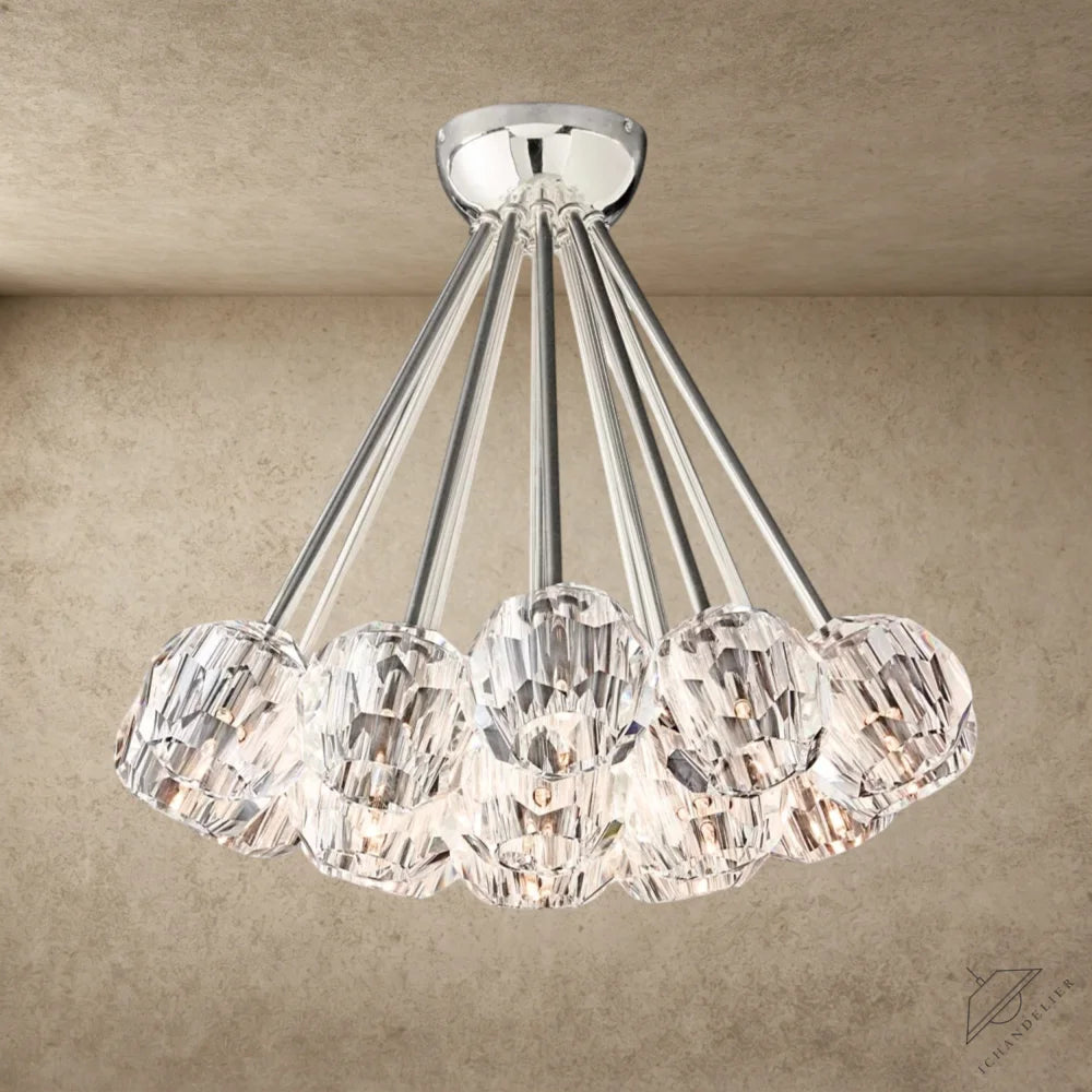 Clear / Nickle Boule De Clear/ Smoke Cristal Flushmount 24"