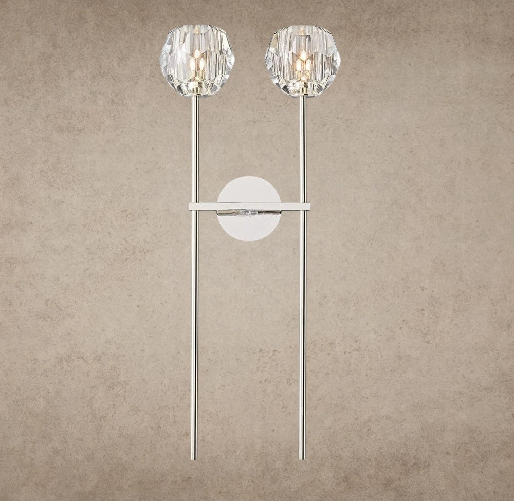 Nickle Boule De Cristal Clear Glass Grand Double Sconce