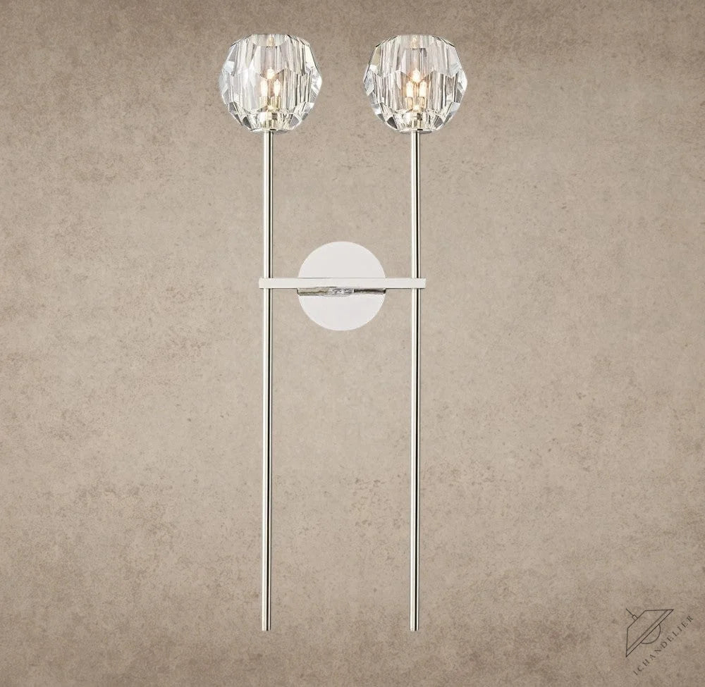 Nickle Boule De Cristal Clear Glass Grand Double Sconce