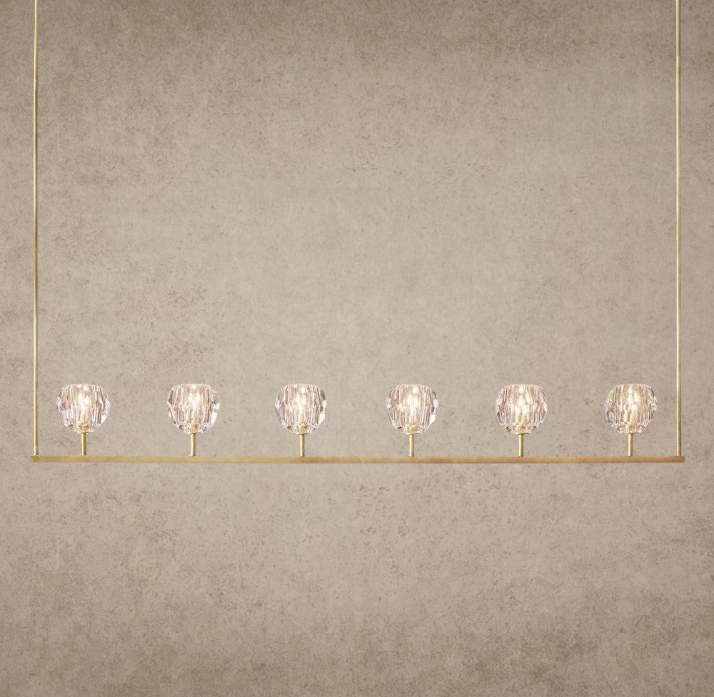 60" / Brass Boule De Cristal Clear Glass Linear Chandelier 48", 60"