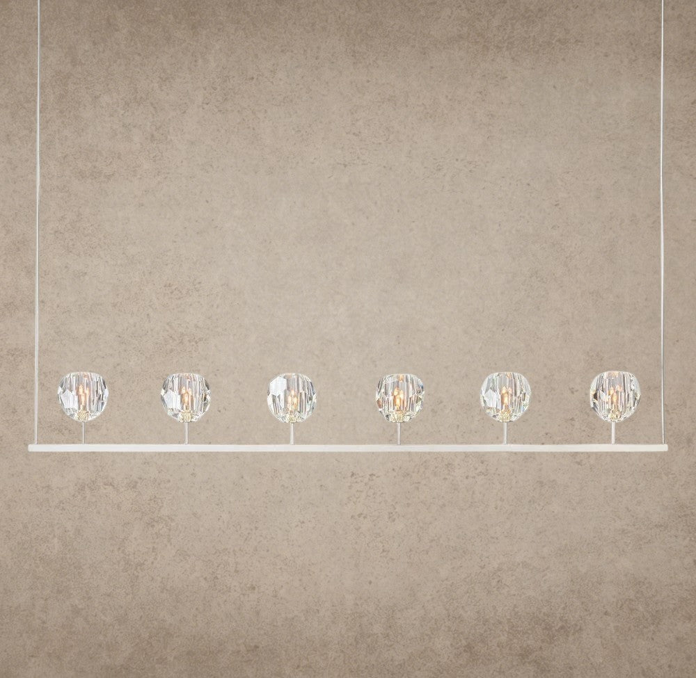 60" / Nickle Boule De Cristal Clear Glass Linear Chandelier 48", 60"